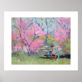 Lezen van haar brief Redbuds / Kunstenaar Larry Le Poster