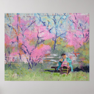 Lezen van haar brief Redbuds / Kunstenaar Larry Le Poster