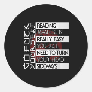 Lezen van Japans is gemakkelijk, draai hoofd zijwa Ronde Sticker