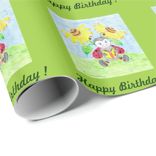 Lezen van ladybug in verpakkingspapier cadeaupapier (Rol Hoek)