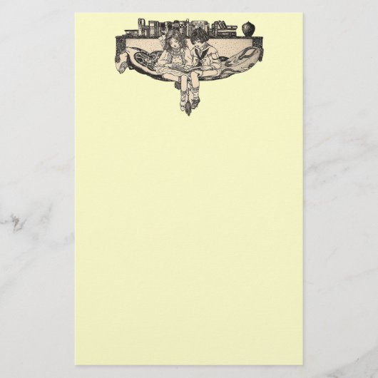 Lezen van meisjes en jongens briefpapier (Voorkant)