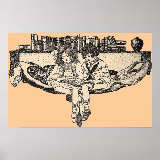 Lezen van meisjes en jongens poster (Voorkant)