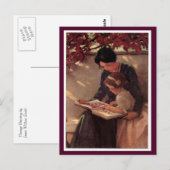 Lezen van moeder en kind briefkaart (Voorkant / Achterkant)