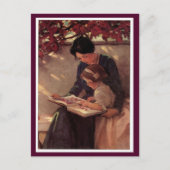 Lezen van moeder en kind briefkaart (Voorkant)