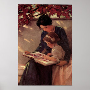 Lezen van moeder en kind poster