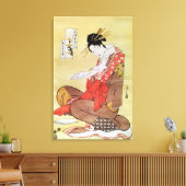 Lezen van zittende vrouw canvas afdruk (Insitu (Woonkamer))