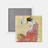 Lezen van zittende vrouw magneet (Voorkant / Achterkant)