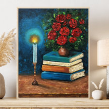 Lezen verlicht kunst stillevens boeken