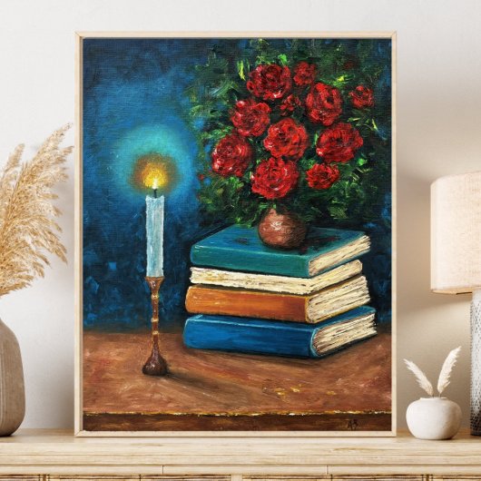 Lezen verlicht kunst stillevens boeken poster