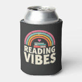 Lezen Vibes Retro Rainbow  Boeken Liefhebbers Blikjeskoeler (Blikje Voorkant)
