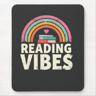 Lezen Vibes Retro Rainbow Boeken Liefhebbers Muismat