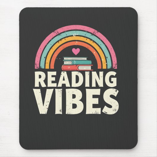 Lezen Vibes Retro Rainbow Boeken Liefhebbers Muismat (Voorkant)