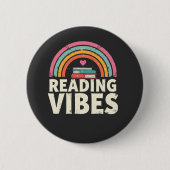 Lezen Vibes Retro Rainbow  Boeken Liefhebbers Ronde Button 5,7 Cm (Voorkant)