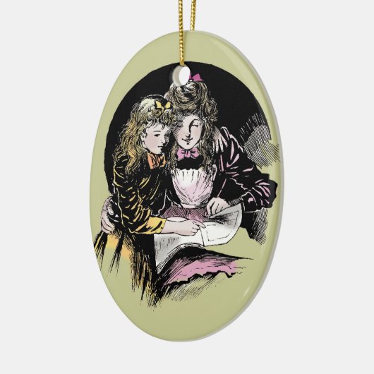 lezen Victoriaans mam-dochter Keramisch Ornament (Links)