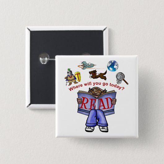 Lezen Vierkante Button 5,1 Cm (Voorkant /achterkant)