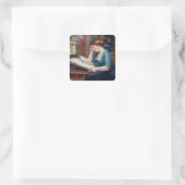Lezen Vierkante Sticker (Tas)