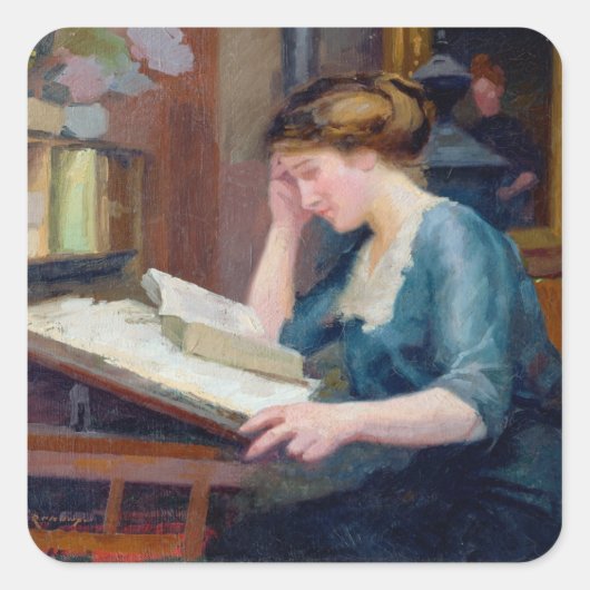Lezen Vierkante Sticker (Voorkant)