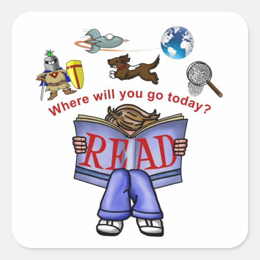 Lezen Vierkante Sticker (Voorkant)