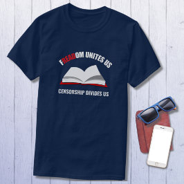 Lezen vrijheid rood wit blauw t-shirt