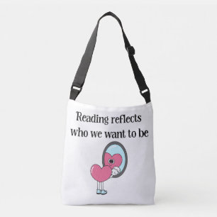 Lezen weerspiegelt Roze Hart Spiegel Citaat Crossbody Tas