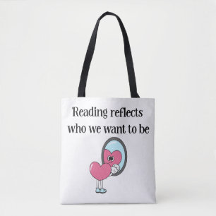 Lezen weerspiegelt Roze Hart Spiegel Citaat Tote Bag
