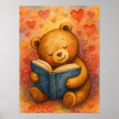 Lezend hert verliefd – Aquarel kunst (geen tekst) Poster (Voorkant)