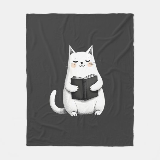 Lezend kat grappige kat boek liefhebber fleece deken (Voorkant)
