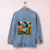 Lezend Meisje Met Hoofdtelefoon Kleurrijk Landscha Denim Jacket (Hangar)