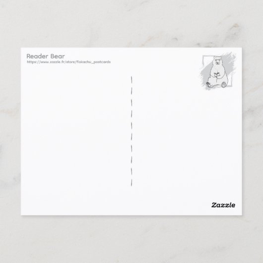 Lezende beer briefkaart (Achterkant)