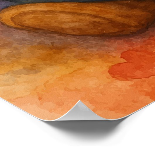 Lezende Beer Verliefd – Aquarel Kunst (Geen Tekst) Poster (Hoek)