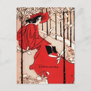 Lezende boekenwurm vintage retro klassiek briefkaart