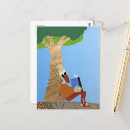 Lezende eend met boek tegen boom love nature briefkaart