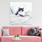 lezende kat canvas afdruk (Insitu (Woonkamer))