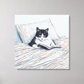 lezende kat canvas afdruk (Voorkant)