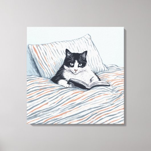 lezende kat canvas afdruk (Voorkant)