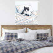 lezende kat canvas afdruk (Insitu (Slaapkamer))