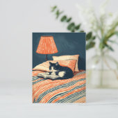 lezende kat feestdagenkaart (Staand voorkant)
