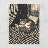 lezende kat feestdagenkaart (Voorkant)