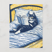 lezende kat feestdagenkaart (Voorkant)