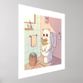 Lezende Kat op Toilet Folie Afdrukken (Laagn)