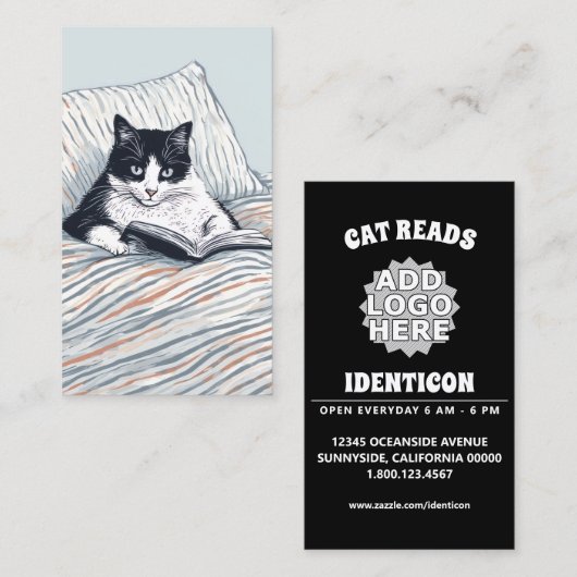 lezende kat visitekaartje (Voorkant / Achterkant)
