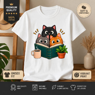 Lezende katten Boekliefhebber Kattenliefhebbers, k T-shirt