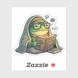 Lezende kikker op een regenachtige dag sticker