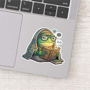 Lezende kikker op een regenachtige dag sticker