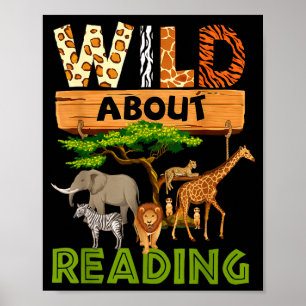 Lezende liefhebber wilde lezing leesboeken en poster
