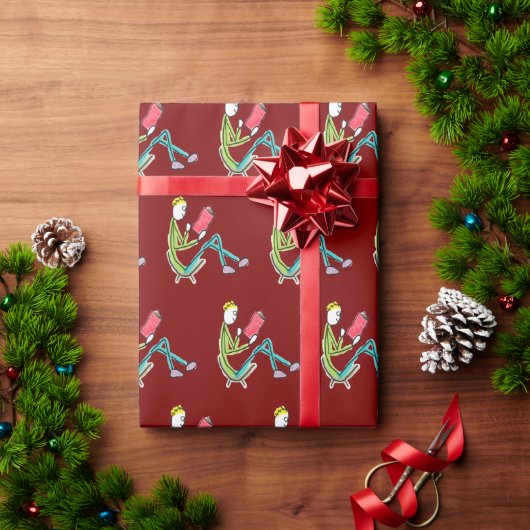 Lezende Stickman Cadeaupapier (Feestdagen Geschenken)