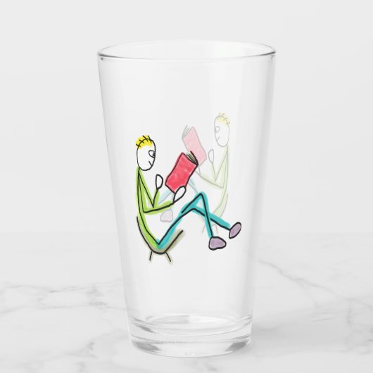 Lezende Stickman Glas (Achterkant)