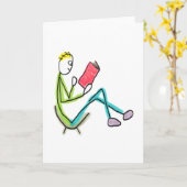 Lezende Stickman Kaart (Gele Bloem)