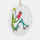 Lezende Stickman Keramisch Ornament (Rechts)