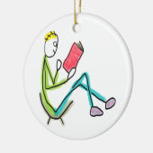 Lezende Stickman Keramisch Ornament (Links)